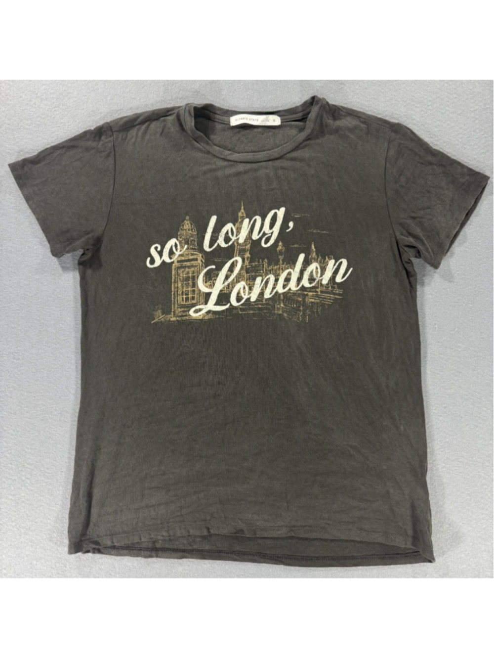 Altar'd State So Long London Graphic Tee Women's Size S Small Gray Swiftie T